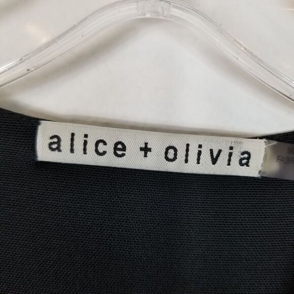 Alice+Olivia Women Salina Tie-Waist Maxi Dress Size S Black Evening Long Sleeve - Picture 8 of 9